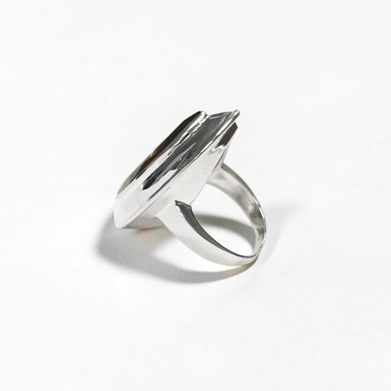 Bague Quartz, Argent 925, Grand Zirconia Oval couleur Quartz Fumé, taillé en Marquise, Ligne Pure, Simple, Grande Bague Originale,