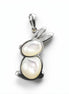 Rabbit Pendant, Sterling Silver, White Mother of Pearl Shell, Bunny Charm, Minimalist Necklace