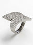 Sterling Silver Bypass Ring, Pave White CZ Stones, Bold Statement Band