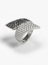 Sterling Silver Bypass Ring, Black White CZ Stones, Statement Cocktail Band