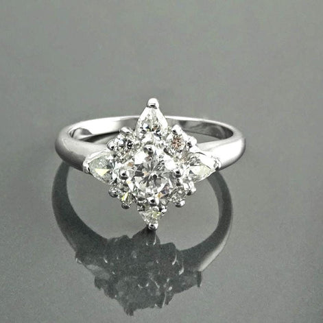 925 Handmade Sterling Silver North Star Ring, CZ Diamond Simulant, Small Silver jewelry