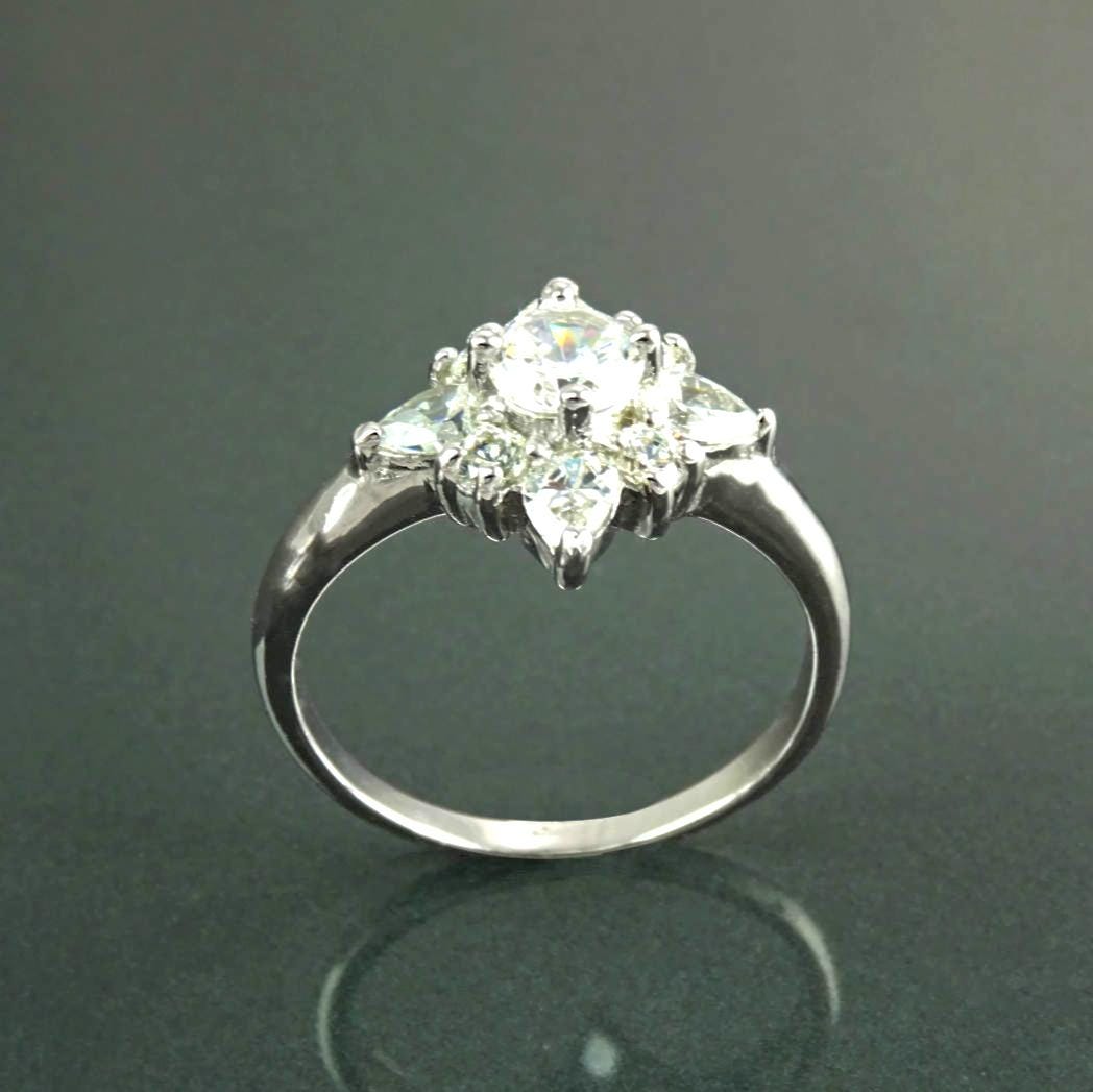 925 Handmade Sterling Silver North Star Ring, CZ Diamond Simulant, Small Silver jewelry