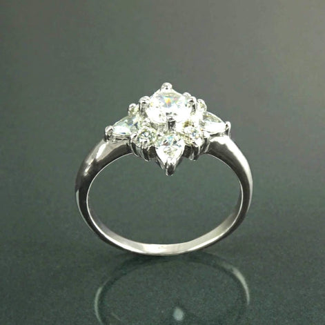925 Handmade Sterling Silver North Star Ring, CZ Diamond Simulant, Small Silver jewelry