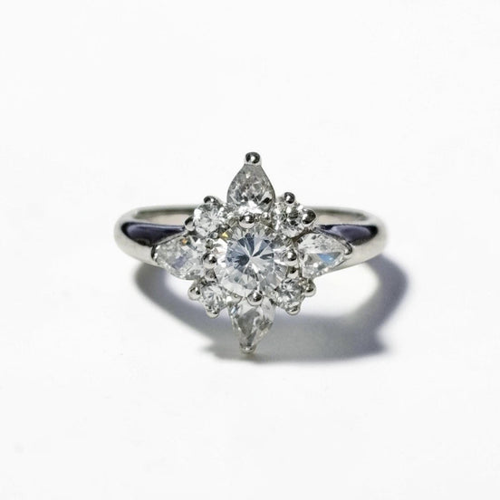 925 Handmade Sterling Silver North Star Ring, CZ Diamond Simulant, Small Silver jewelry