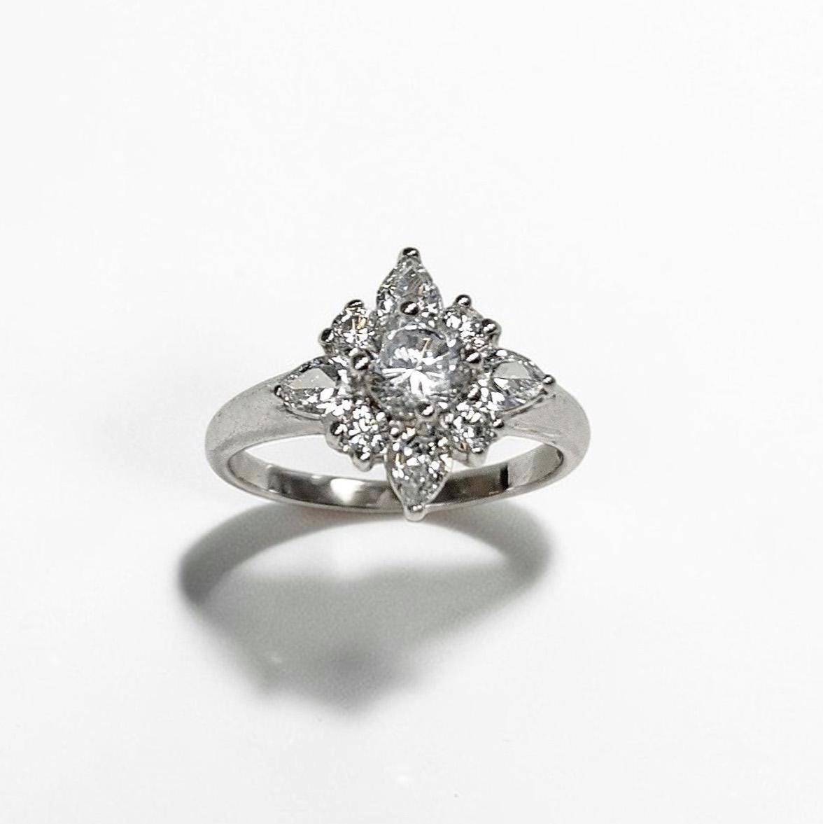 925 Handmade Sterling Silver North Star Ring, CZ Diamond Simulant, Small Silver jewelry