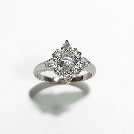 925 Handmade Sterling Silver North Star Ring, CZ Diamond Simulant, Small Silver jewelry