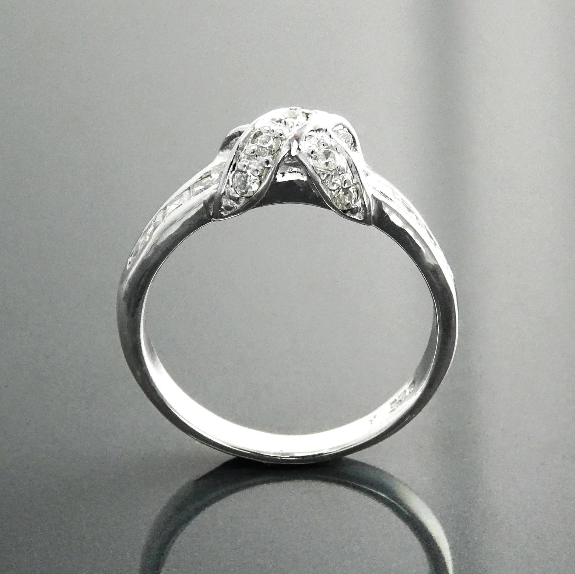 925 Sterling Silver CZ Crossing Ring, Infinity Node Band, Vintage Style Classic Ring
