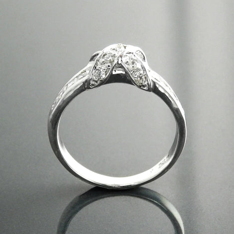 925 Sterling Silver CZ Crossing Ring, Infinity Node Band, Vintage Style Classic Ring