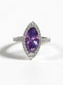Amethyst Color Marquise Ring, Lab Diamonds Amethyst simulant (CZ), Sterling Silver Ring, Engagement Ring, Pave Cluster Ring, Valentines Day