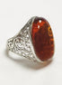 Boho Amber Ring, Sterling Silver 925, GENUINE Amber Gemstone with Inclusions, Intricate Filigree Jewelry, Antique Vintage Bali Bohemian Ring