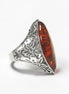 Amber Ring, Sterling Silver Ring, Genuine Amber Gemstone Ring, Filigree Ring, Antique Stone ring, Unique Statement Boho Jewelry