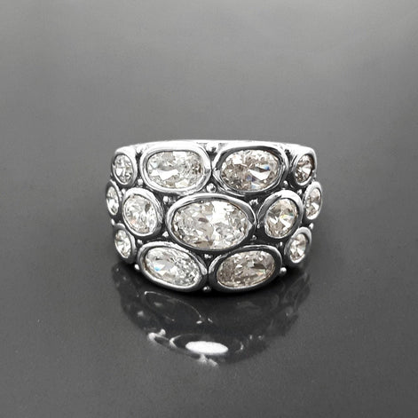 925 Bling Bling Sterling Silver Ring, Intricate and Unique Design Ring, White Clear Stone Cz Ring, Multiple Stones