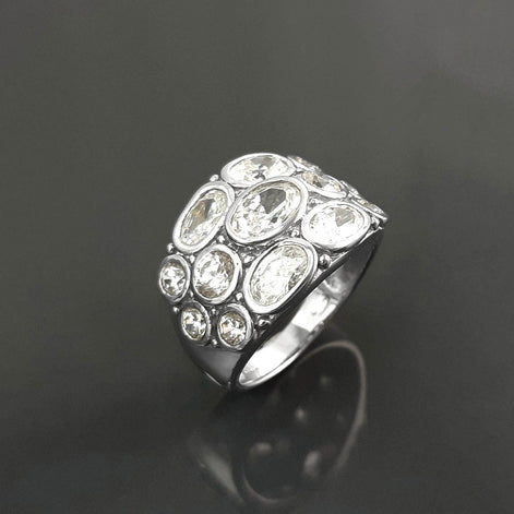 925 Bling Bling Sterling Silver Ring, Intricate and Unique Design Ring, White Clear Stone Cz Ring, Multiple Stones
