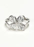 Sterling Silver Four-Leaf Clover Ring • Oval Sones CZ • Modern Jewelry