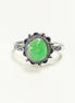 Material: sterling silver
Stone: jade
Color: silver and vivid green
Style: vintage-inspired, feminine, boho, elegant
Design details: oval jade cabochon, ornate halo-style frame, decorative sterling silver detailing, slim band, sculptural top
Best for: everyday wear, gifting, vintage jewelry lovers, jade lovers, boho styling, birthdays, anniversaries, Mother’s Day