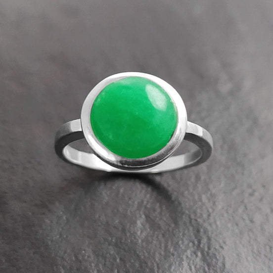 Genuine Green Jade Ring • 925 Sterling Silver • Lucky Talisman