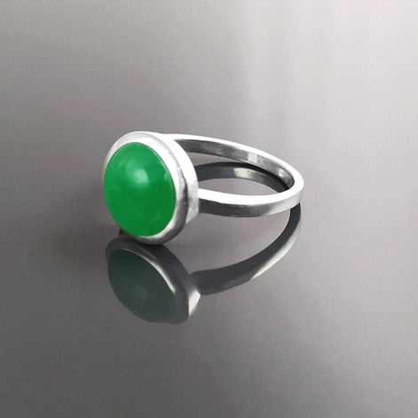 Genuine Green Jade Ring • 925 Sterling Silver • Lucky Talisman