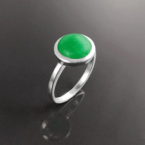 Genuine Green Jade Ring • 925 Sterling Silver • Lucky Talisman