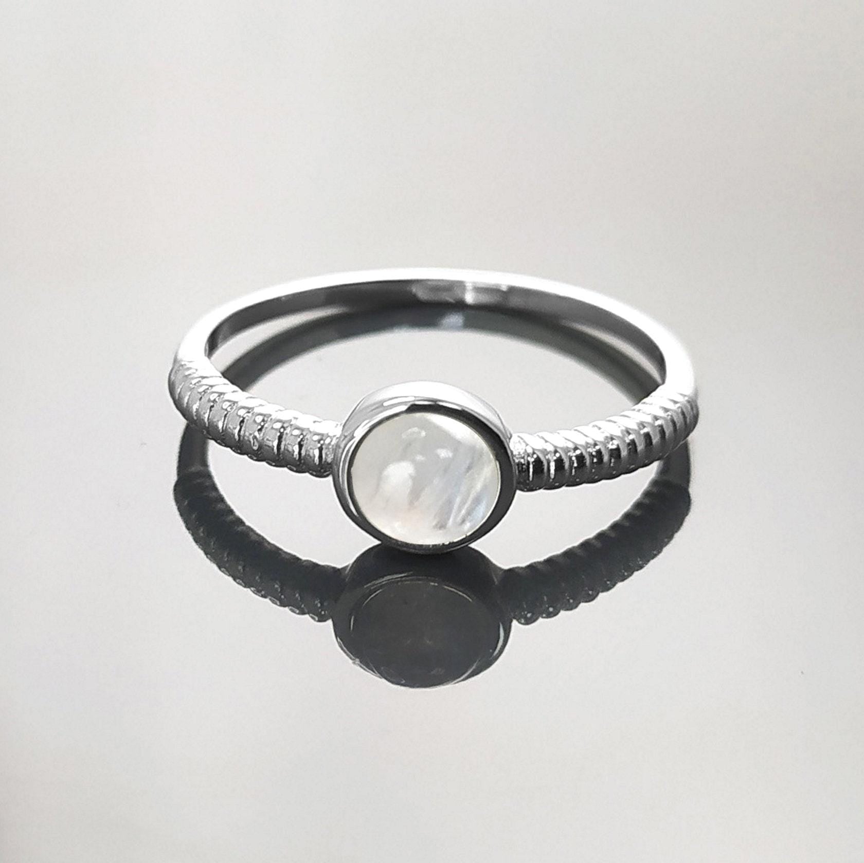 925 Round Moonstone Ring, Sterling Silver, Rainbow Gemstone, Small Domed Stone, Modern Ethnic Chic Braided Band Shank, Casual Style Jewelry