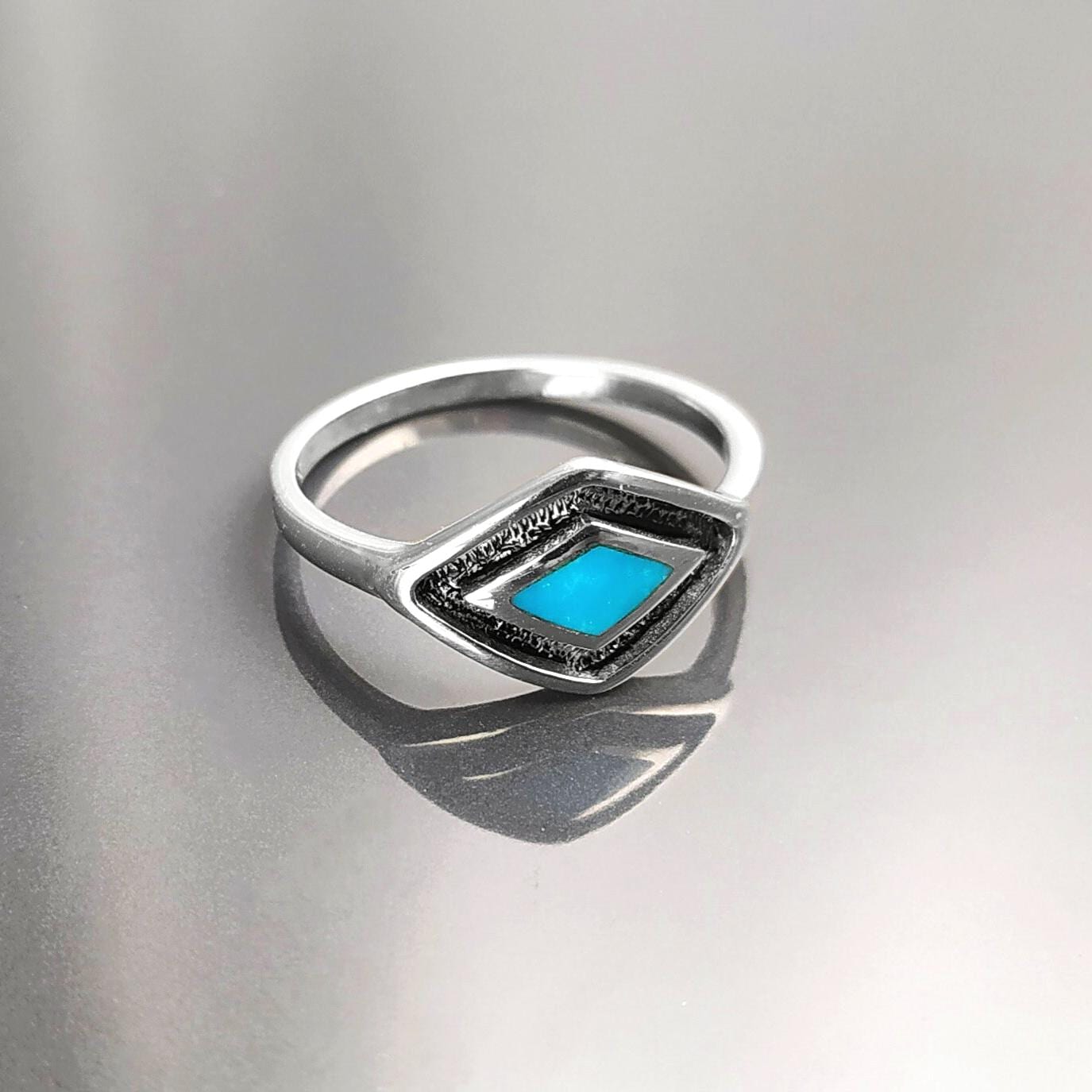 925 Turquoise Eye Ring, Sterling Silver, Blue Turquoise Stone, Spiritual Positive Energy Protection jewelry