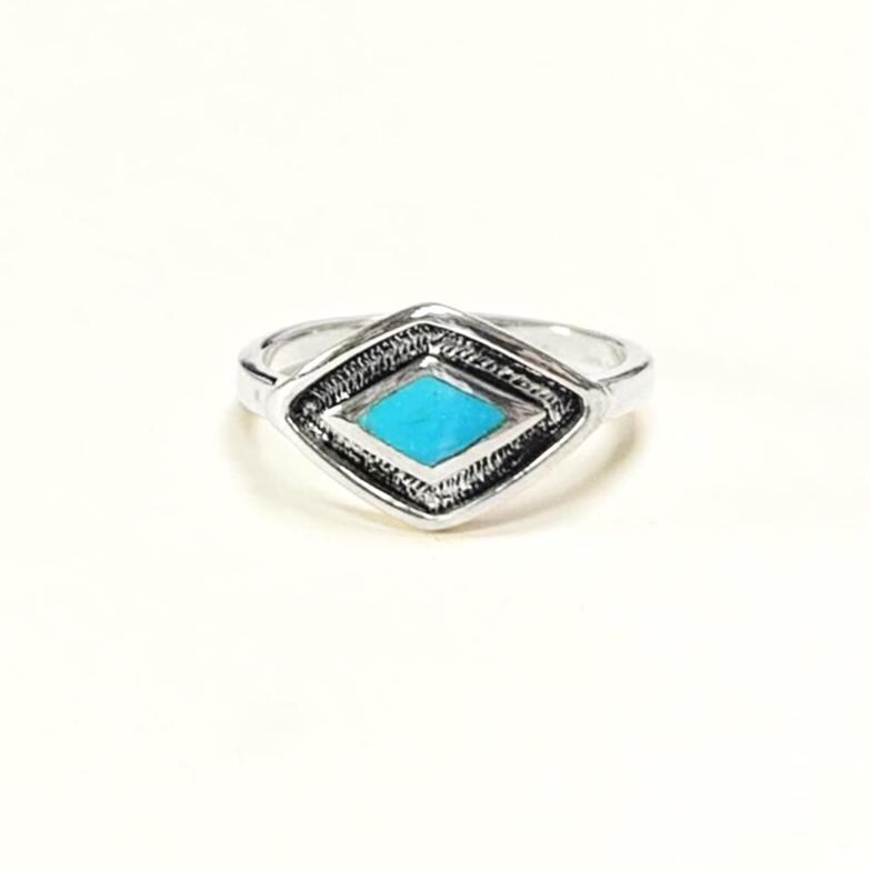 925 Turquoise Eye Ring, Sterling Silver, Blue Turquoise Stone, Spiritual Positive Energy Protection jewelry
