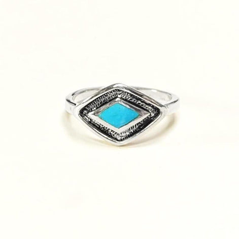 925 Turquoise Eye Ring, Sterling Silver, Blue Turquoise Stone, Spiritual Positive Energy Protection jewelry