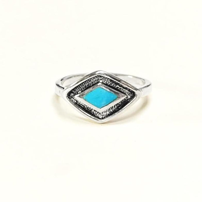 925 Turquoise Eye Ring, Sterling Silver, Blue Turquoise Stone, Spiritual Positive Energy Protection jewelry