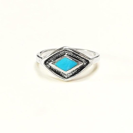 925 Turquoise Eye Ring, Sterling Silver, Blue Turquoise Stone, Spiritual Positive Energy Protection jewelry