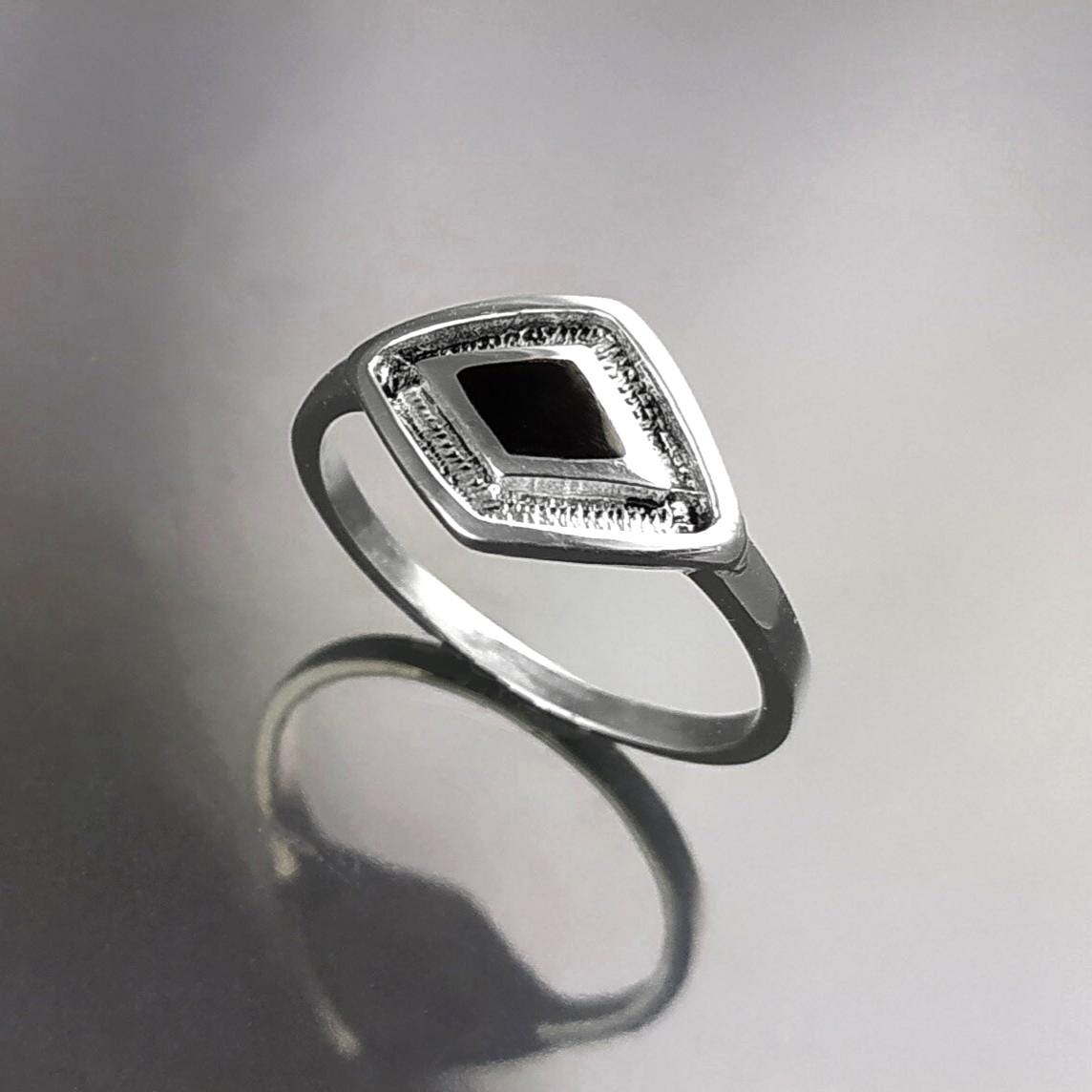 Black Shaman Eye Ring, Sterling Silver, Onyx Stone, Spiritual Positive Energy Protection jewelry, Native American Medicine Man Tribal Symbol