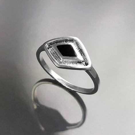 Black Shaman Eye Ring, Sterling Silver, Onyx Stone, Spiritual Positive Energy Protection jewelry, Native American Medicine Man Tribal Symbol