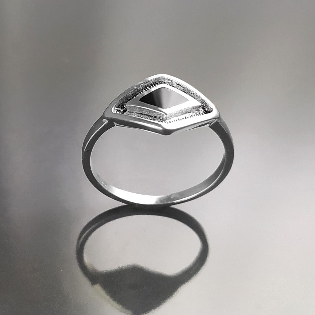 Black Shaman Eye Ring, Sterling Silver, Onyx Stone, Spiritual Positive Energy Protection jewelry, Native American Medicine Man Tribal Symbol