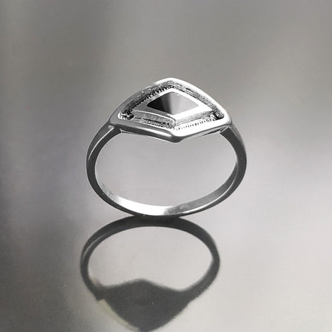 Black Shaman Eye Ring, Sterling Silver, Onyx Stone, Spiritual Positive Energy Protection jewelry, Native American Medicine Man Tribal Symbol