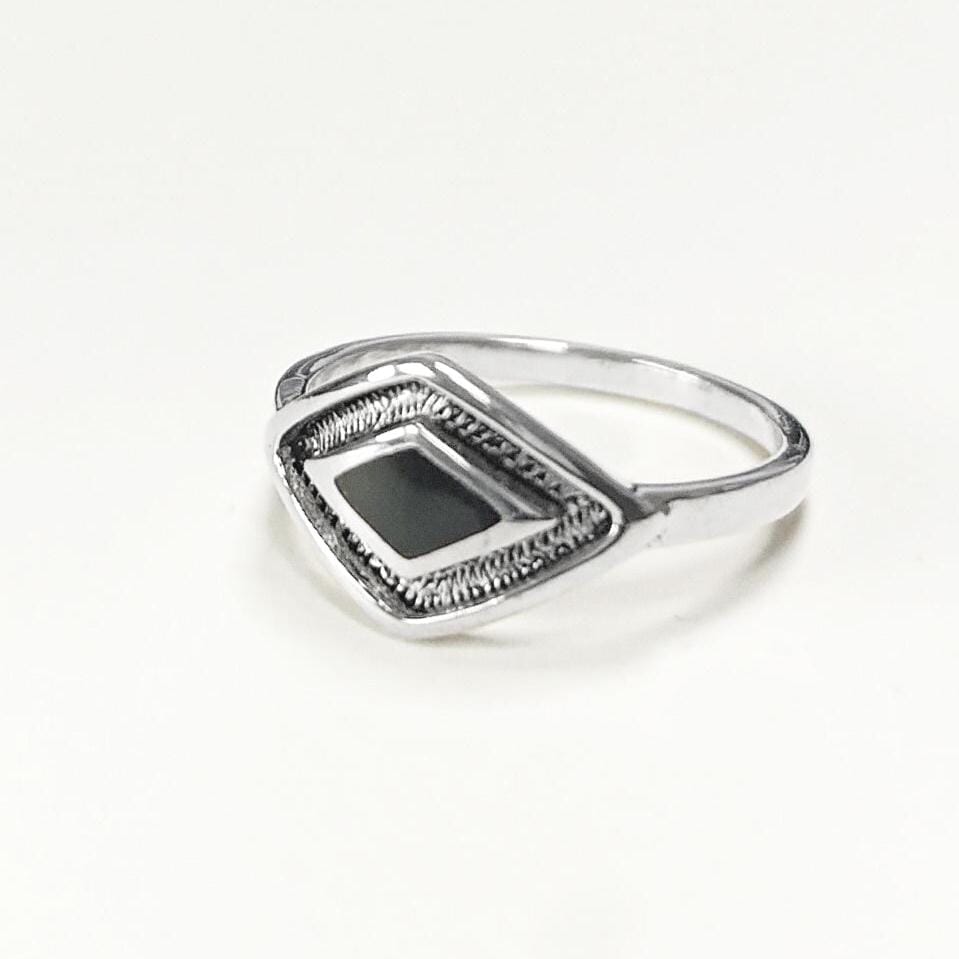 Black Shaman Eye Ring, Sterling Silver, Onyx Stone, Spiritual Positive Energy Protection jewelry, Native American Medicine Man Tribal Symbol