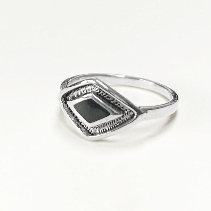 Black Shaman Eye Ring, Sterling Silver, Onyx Stone, Spiritual Positive Energy Protection jewelry, Native American Medicine Man Tribal Symbol