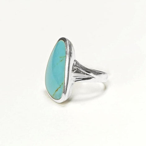 Sterling Silver Turquoise Ring• Minimalist Flat Blue Stone Jewelry • Modern Geometric Asymmetrical Triangle Design