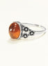 925 Sterling Silver Amber Ring, Vintage Style Amber Ring, Handmade Oval Gemstone Jewelry, Boho Studded Pattern