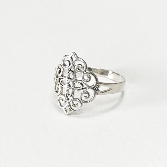 Mandala Flower of Life Ring • 925 Sterling Silver • Spiritual Yoga Jewelry, Zen Vintage Style Ring, Filigree Silver Ring