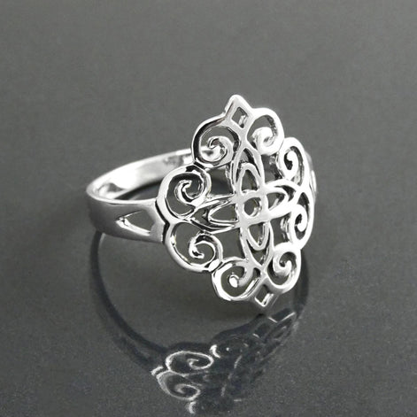 Mandala Flower of Life Ring • 925 Sterling Silver • Spiritual Yoga Jewelry, Zen Vintage Style Ring, Filigree Silver Ring