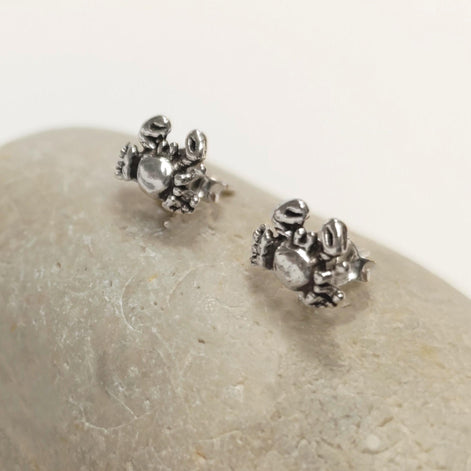 Crab Stud Earrings - Sterling Silver- 3D Crab - Seaside Memories - Sea Earrings - Ocean - Cute, Fun, Whimsical and Pretty Jewelry