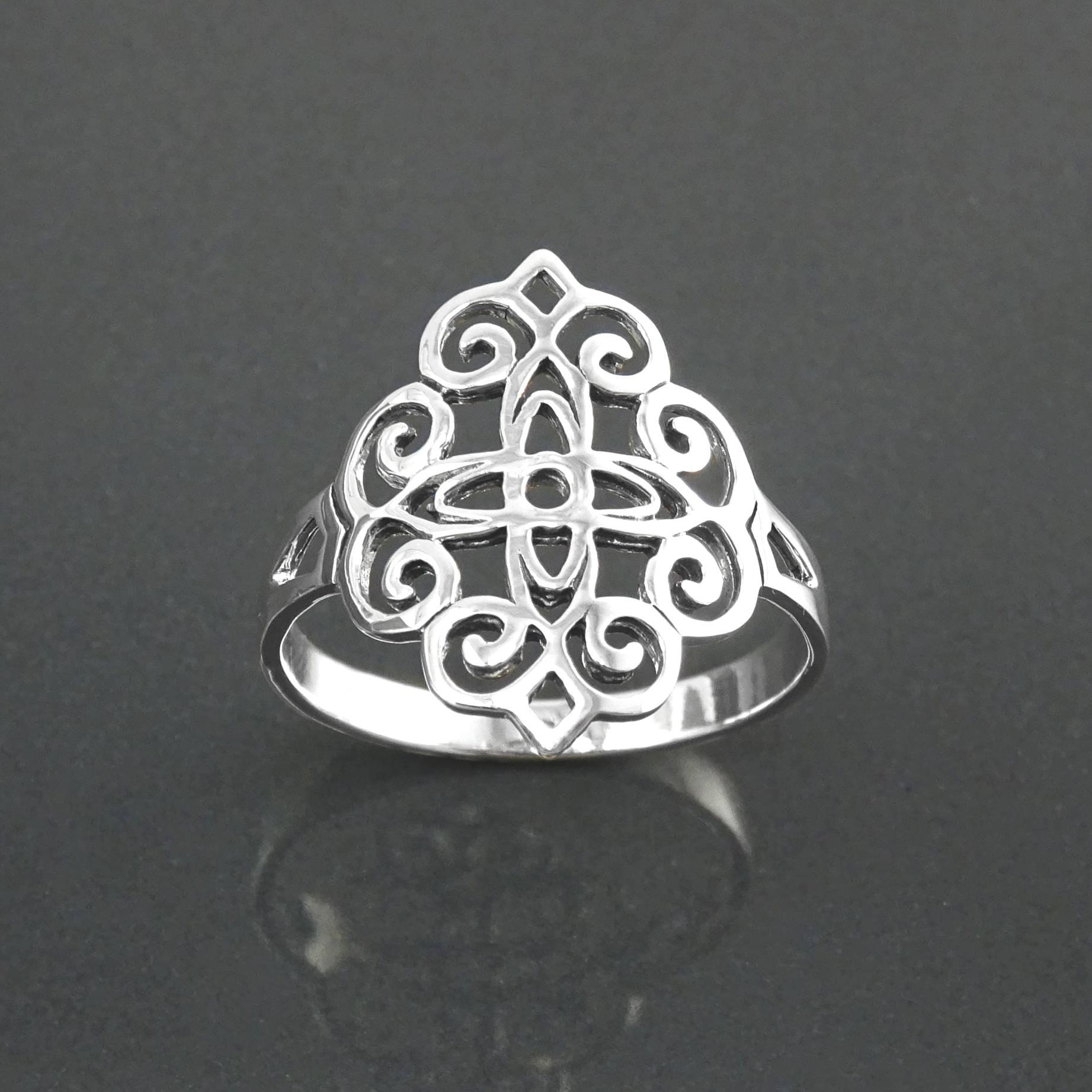 Mandala Flower of Life Ring • 925 Sterling Silver • Spiritual Yoga Jewelry, Zen Vintage Style Ring, Filigree Silver Ring