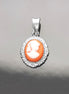 Red Cameo Pendant - Sterling Silver Red and white Resin stone - woman face portrait cameo - Vintage necklace charm - Victorian Jewelry gift