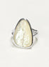White Delta Ring 925 Sterling Silver, Mother of Pearl Shell Minimalist White Stone Ring, Geometric Triangle Designed Ring, Delta Ring