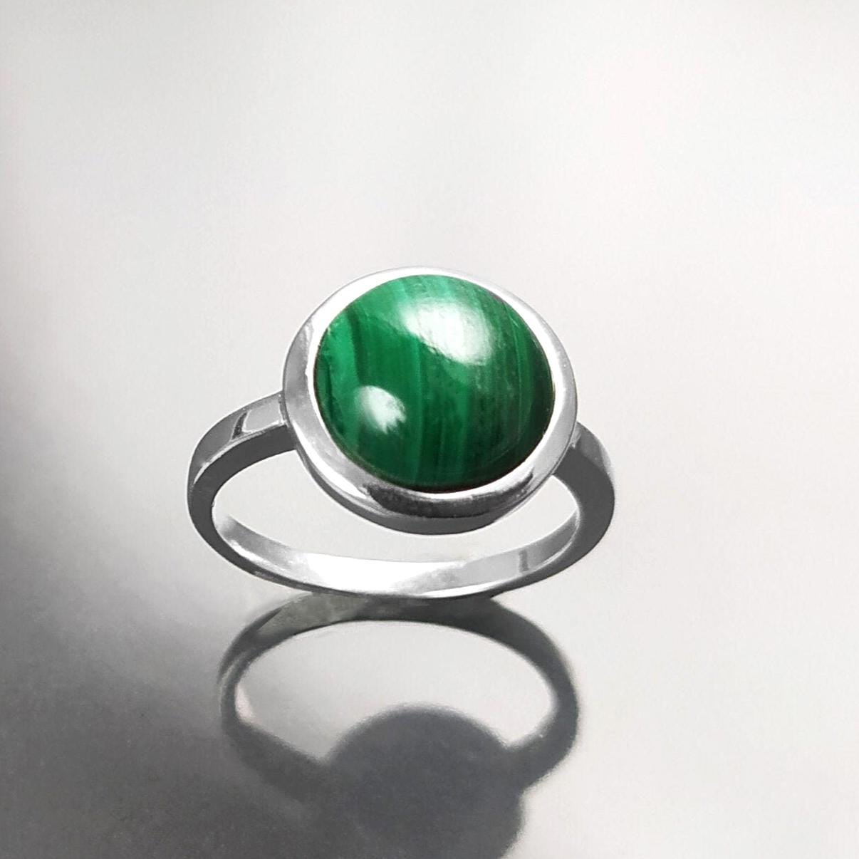 Genuine Malachite Ring 925 Sterling Silver • Natural Protection Stone, Malachite is a stone of strength, power, afterlife, and stresless