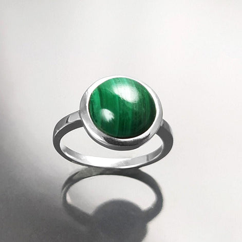 Genuine Malachite Ring 925 Sterling Silver • Natural Protection Stone, Malachite is a stone of strength, power, afterlife, and stresless