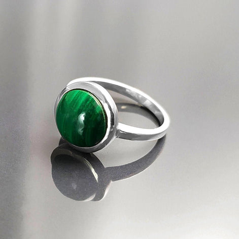 Genuine Malachite Ring 925 Sterling Silver • Natural Protection Stone, Malachite is a stone of strength, power, afterlife, and stresless