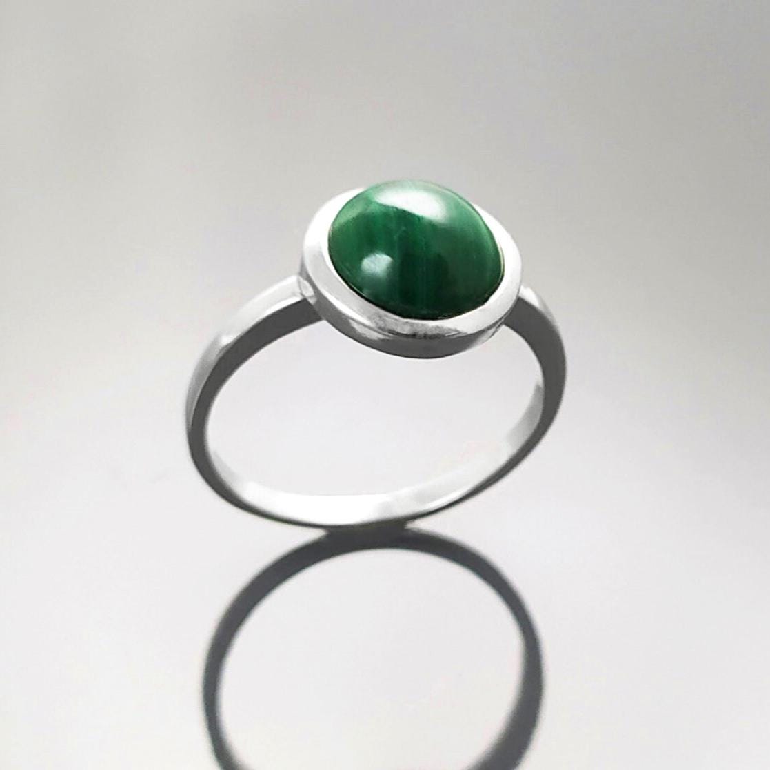 Genuine Malachite Ring 925 Sterling Silver • Natural Protection Stone, Malachite is a stone of strength, power, afterlife, and stresless