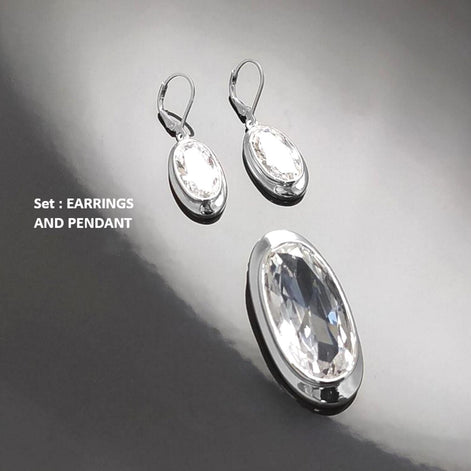 Dangle Earrings, sterling silver jewelry, big Clear cz stone, white diamond color, statement Oval Lever back Hook Earrings, women gift