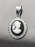 Cameo Pendant, Sterling Silver Black and white Resin stone Cameo, Vintage Victorian Jewelry, Small Cameo Charm, Small Antique Style Jewel