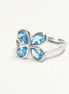 925 Aquamarine Blue cz Flower Ring, Sterling Silver, Minimalist Stone Jewelry, Modern BLUE CZ ring