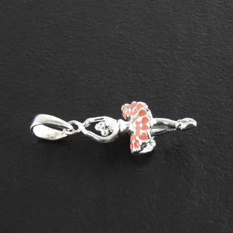 Pendant Ballerina 925 Silver, Small Pendant Pink Tutu, Dance Recital Gift